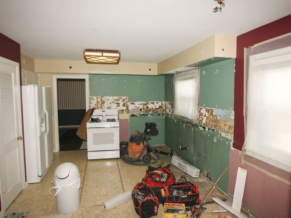 We have removed kitchen cabinets and started demolition