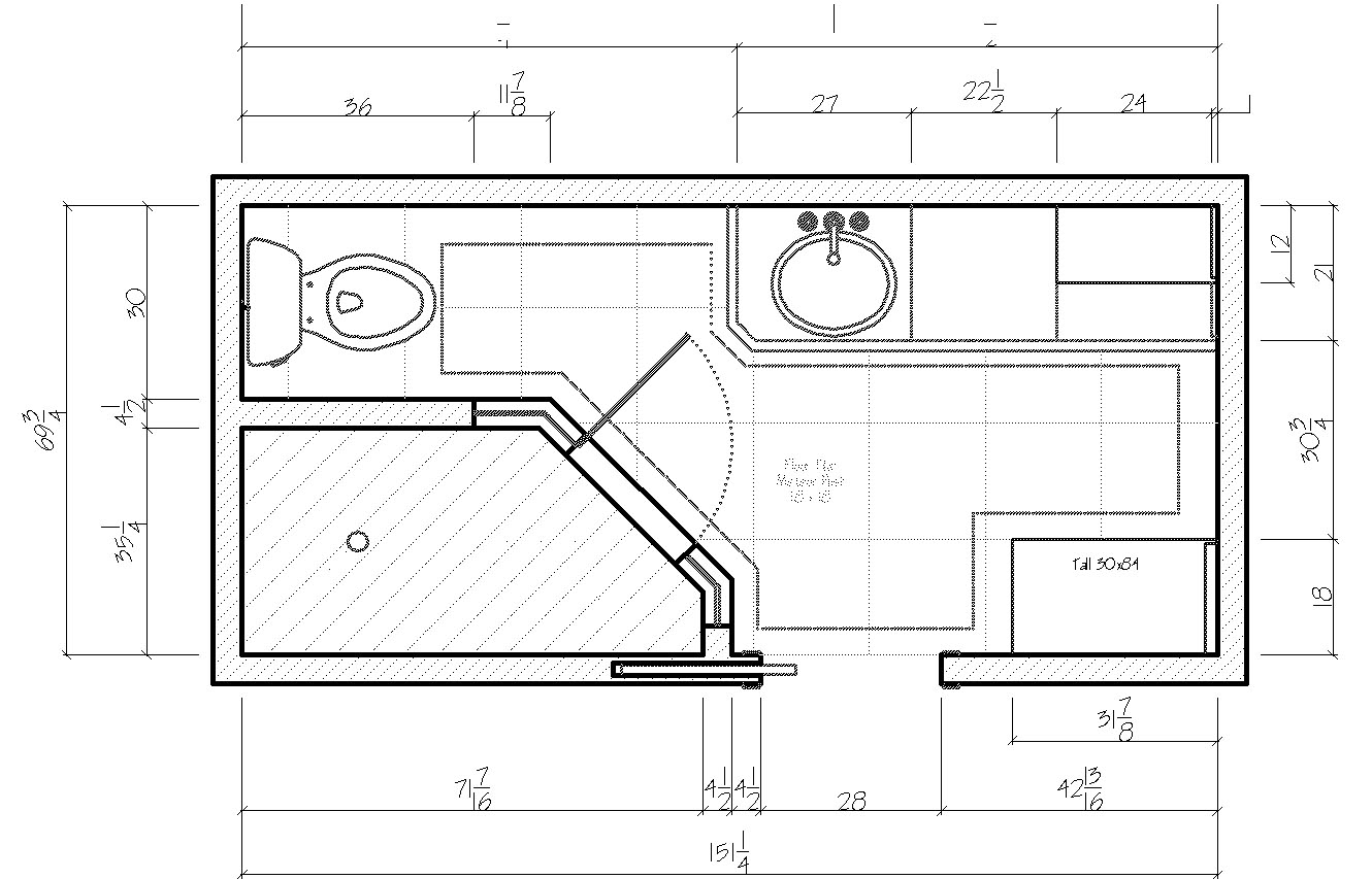 Proposed bathroom layout. 